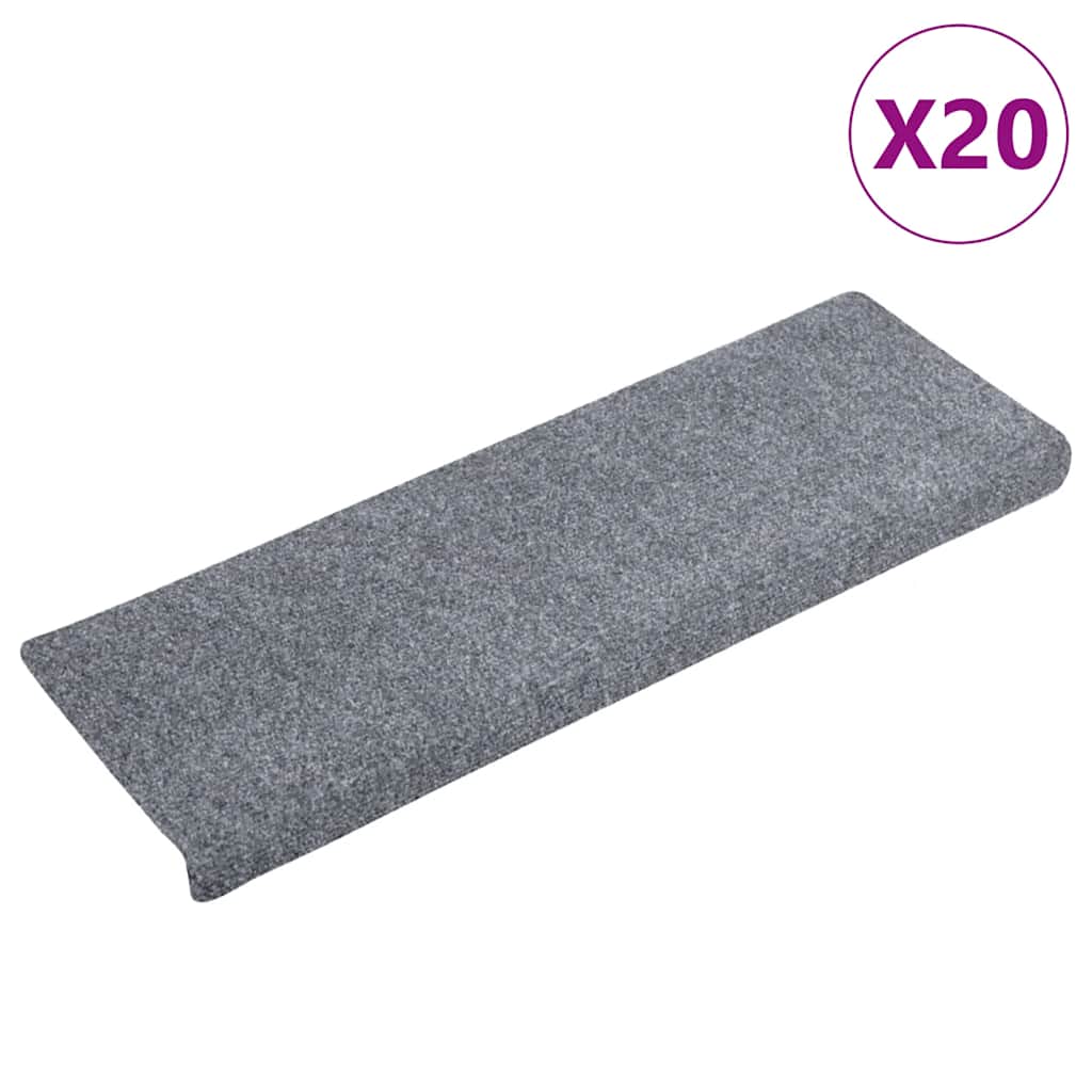 Stair Mats Self-adhesive 20 pcs 65x21x4 cm Light Grey Rectangular Edge