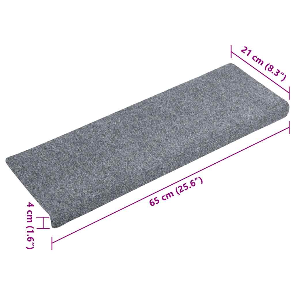 Stair Mats Self-adhesive 20 pcs 65x21x4 cm Light Grey Rectangular Edge