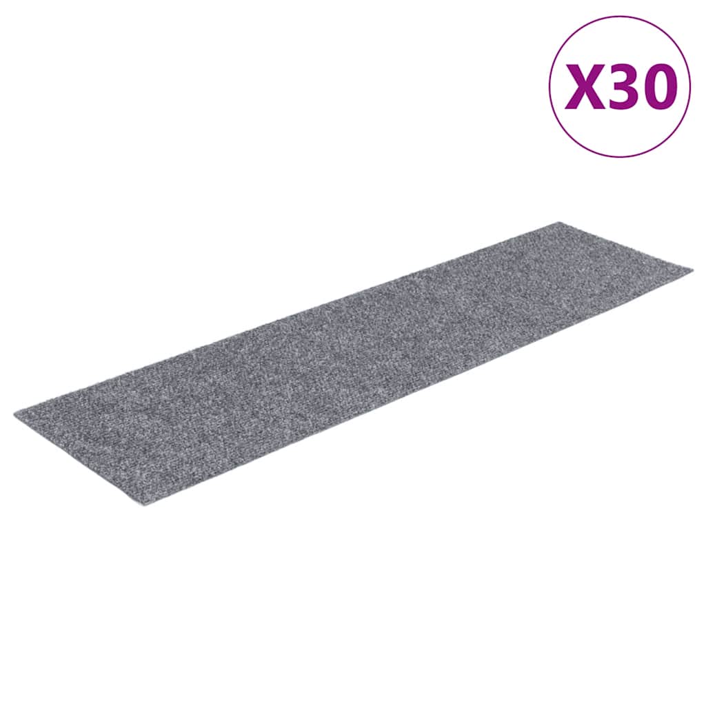 Stair Mats Self-adhesive 30 pcs 76x20 cm Light Grey Rectangular
