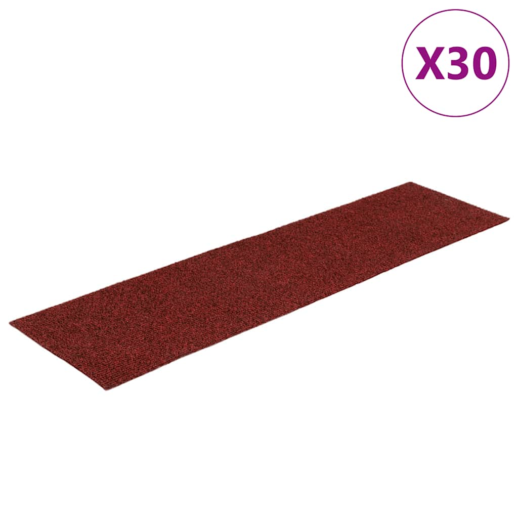 Stair Mats Self-adhesive 30 pcs 76x20 cm Bordeaux Red Rectangular