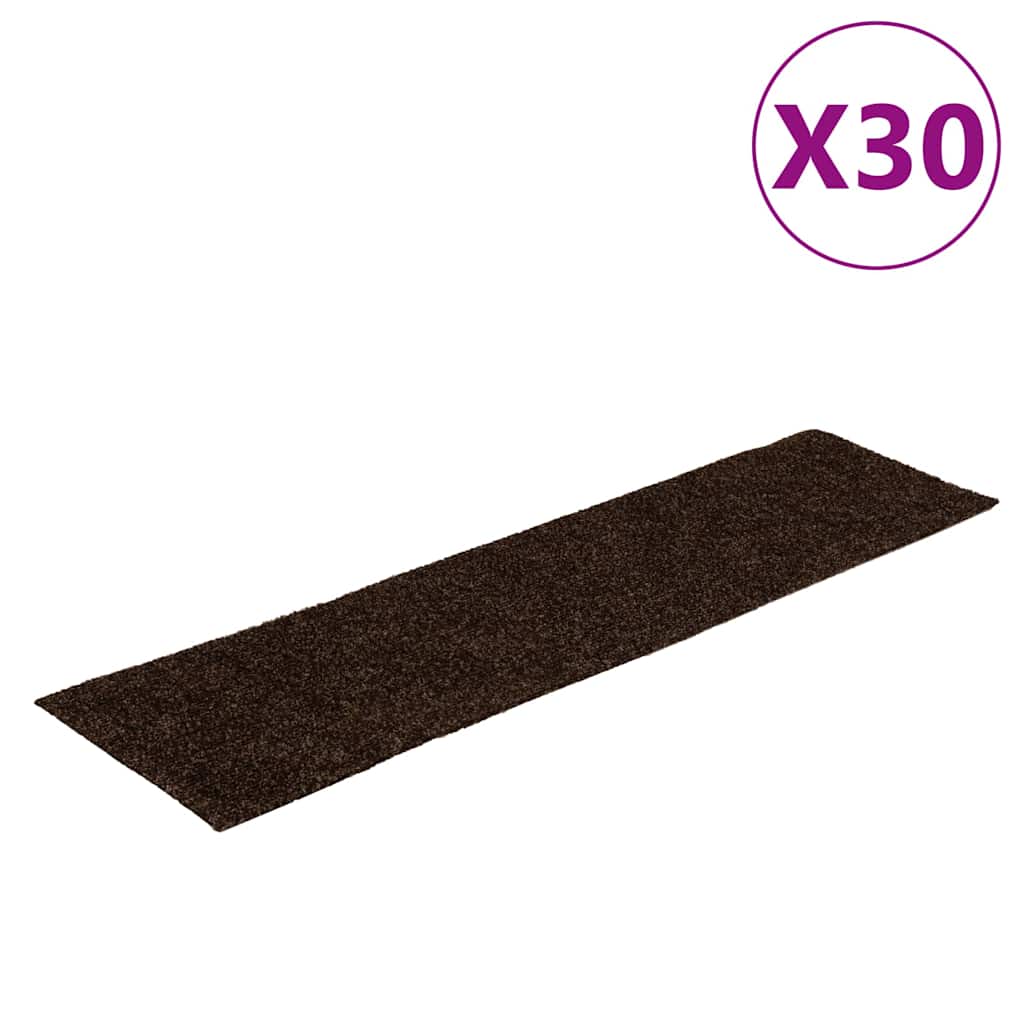 Stair Mats Self-adhesive 30 pcs 76x20 cm Brown Rectangular