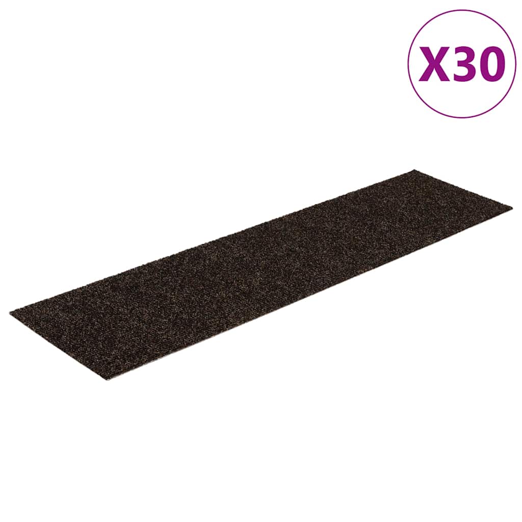 Stair Mats Self-adhesive 30 pcs 76x20 cm Dark Brown Rectangular