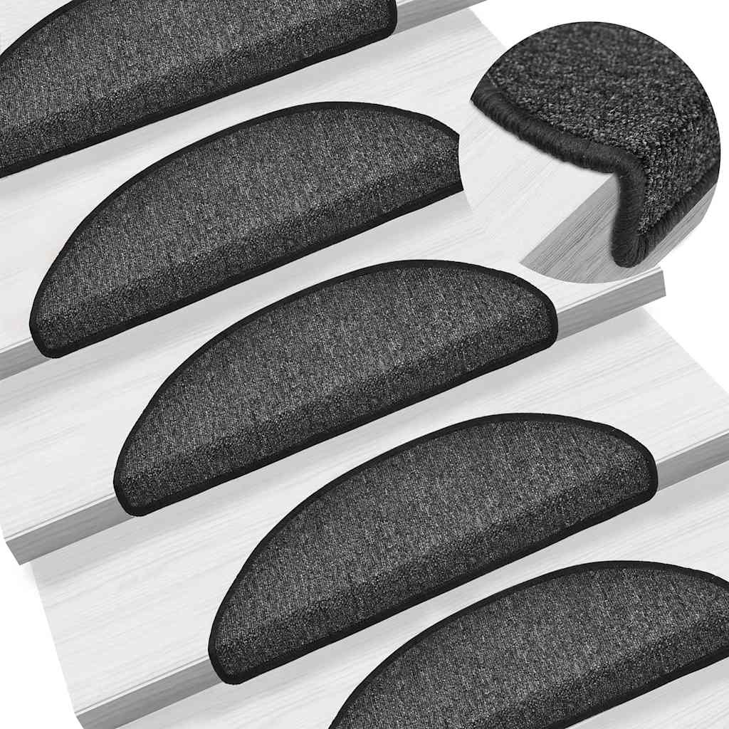 Stair Mats 30 pcs 56x17x3 cm Anthracite Half Round