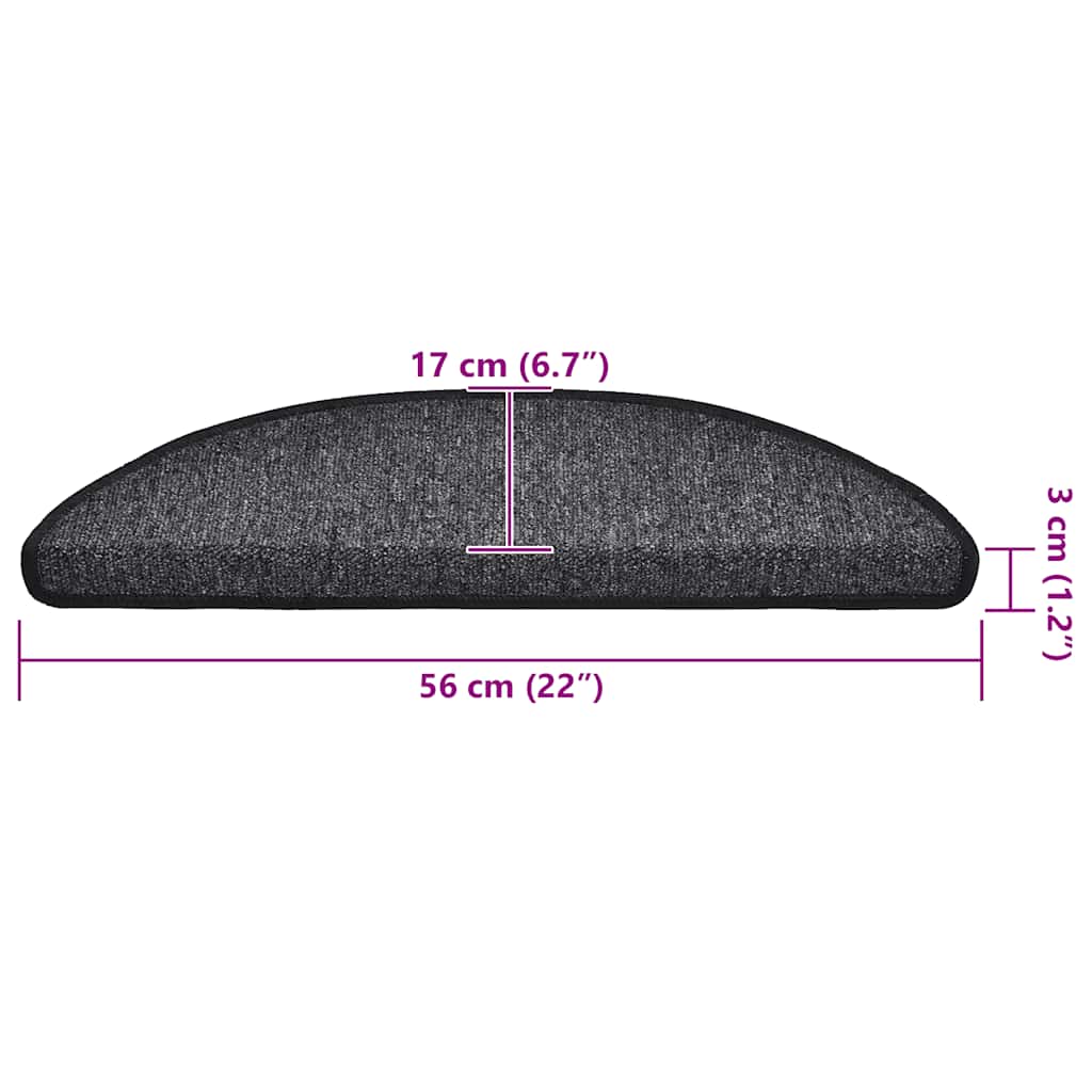 Stair Mats 30 pcs 56x17x3 cm Anthracite Half Round