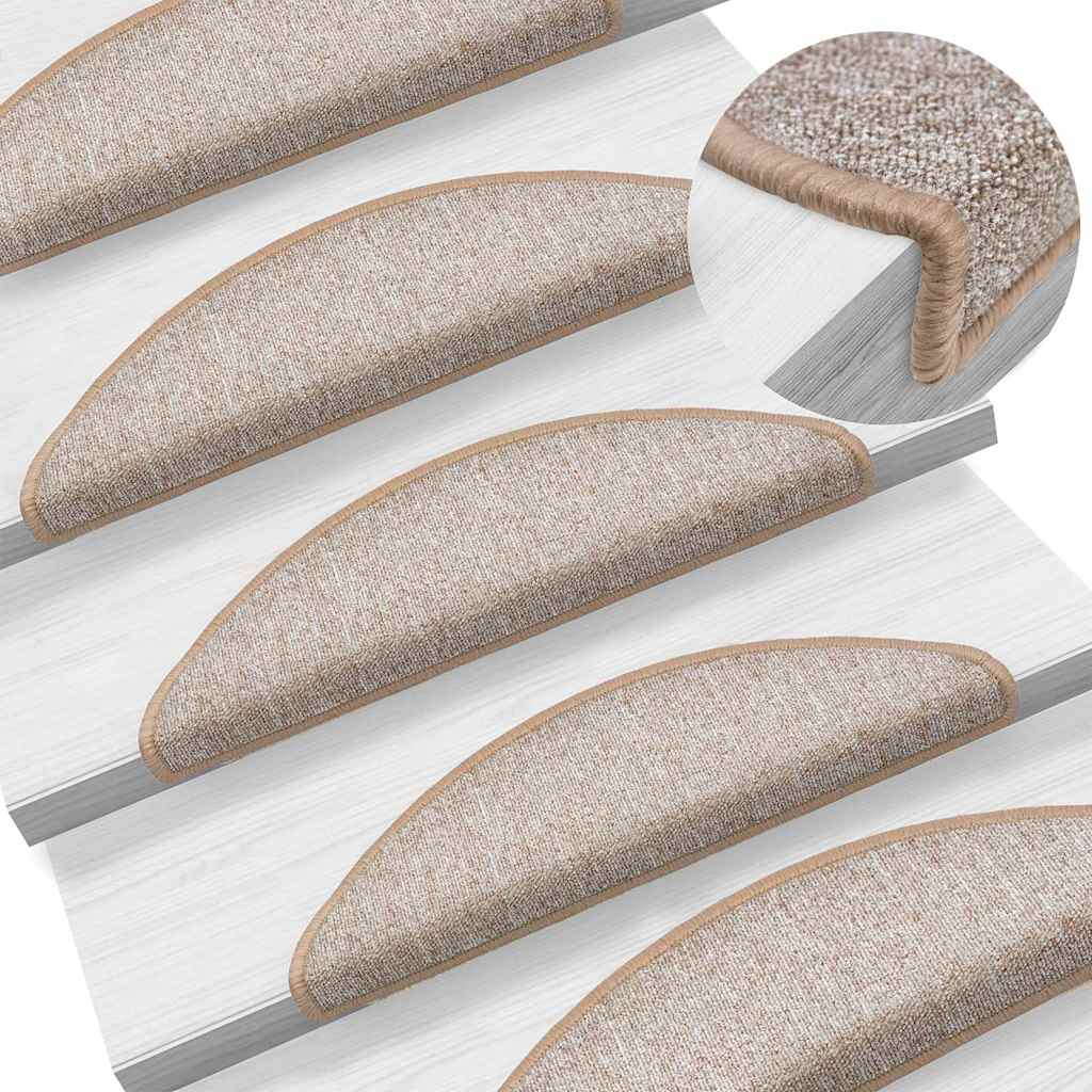 Stair Mats 30 pcs 56x17x3 cm Light Brown Half Round