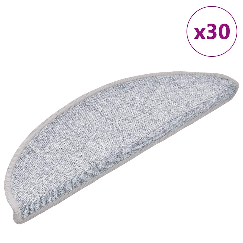 Stair Mats 30 pcs 56x17x3 cm Light Grey Half Round