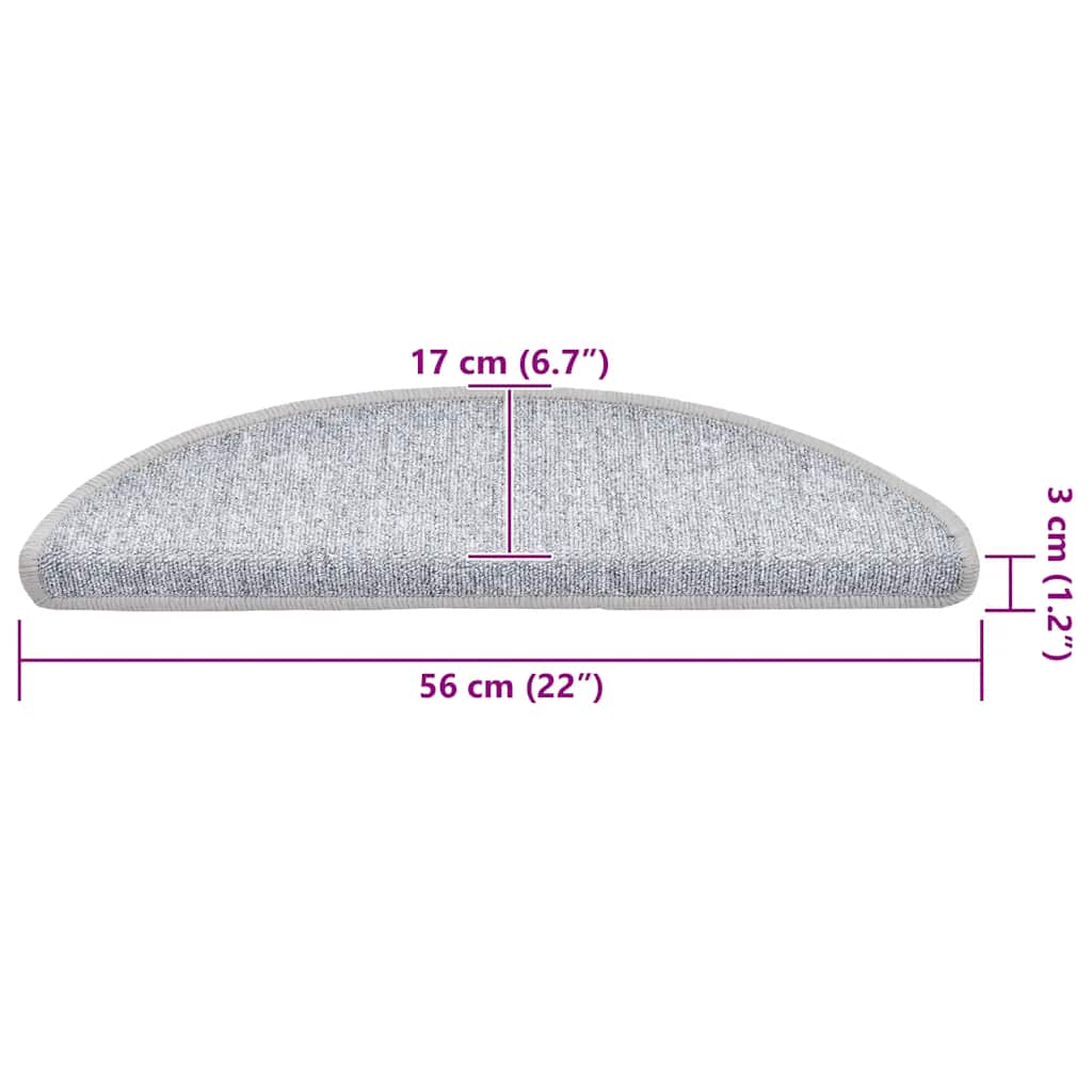 Stair Mats 30 pcs 56x17x3 cm Light Grey Half Round