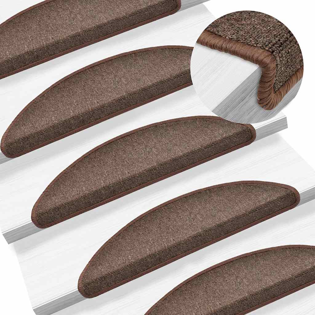 Stair Mats 30 pcs 56x17x3 cm Coffee Brown Half Round