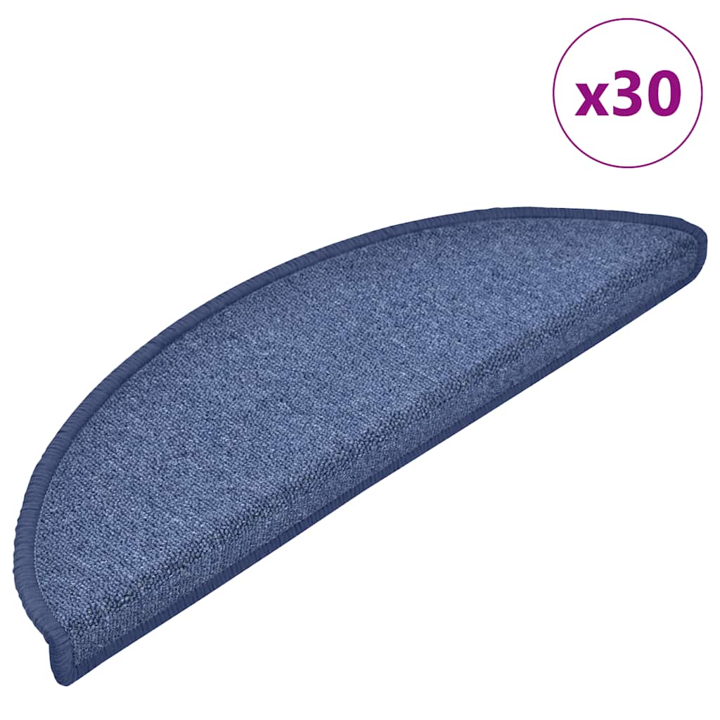 Stair Mats 30 pcs 56x17x3 cm Blue Half Round
