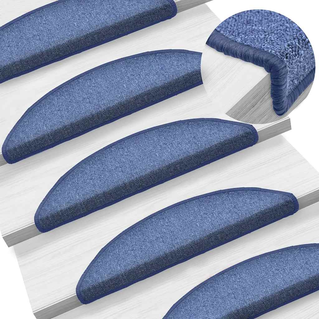 Stair Mats 30 pcs 56x17x3 cm Blue Half Round