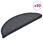 Stair Mats 30 pcs 56x17x3 cm Dark Grey and Blue Half Round