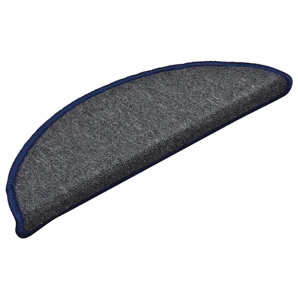 Stair Mats 30 pcs 56x17x3 cm Dark Grey and Blue Half Round