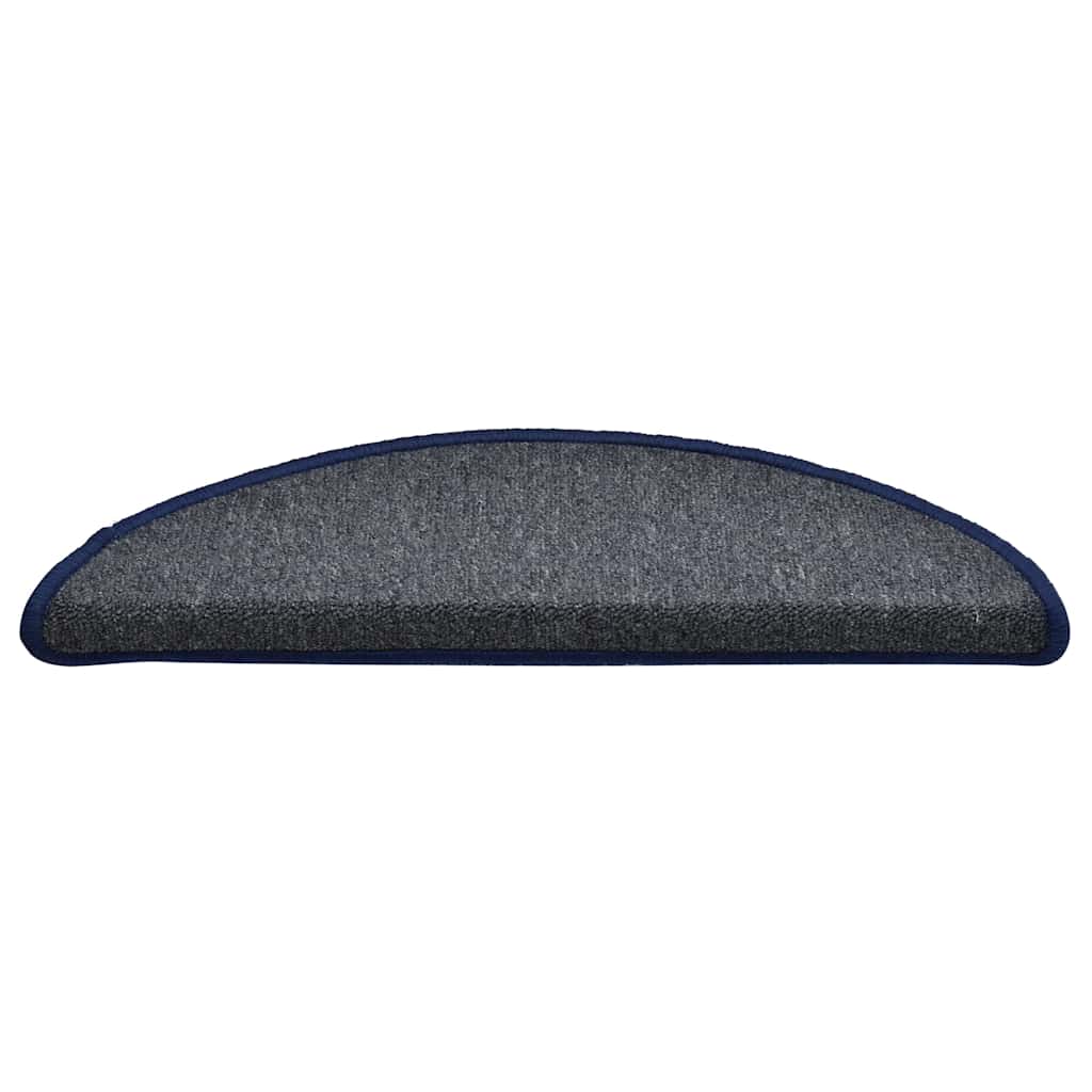 Stair Mats 30 pcs 56x17x3 cm Dark Grey and Blue Half Round