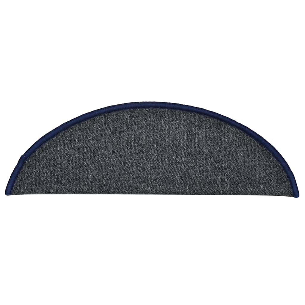 Stair Mats 30 pcs 56x17x3 cm Dark Grey and Blue Half Round