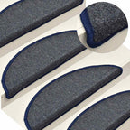 Stair Mats 30 pcs 56x17x3 cm Dark Grey and Blue Half Round