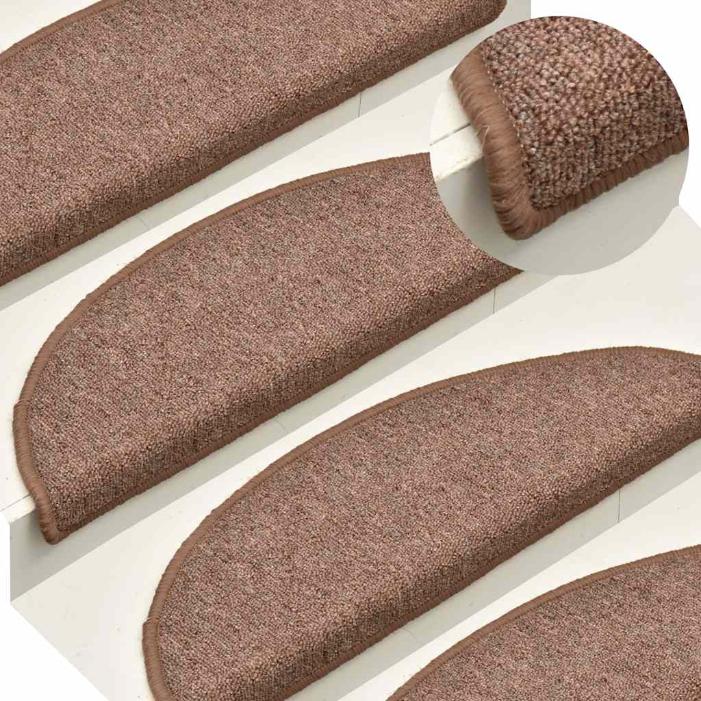 Stair Mats 30 pcs 56x17x3 cm Brown Half Round