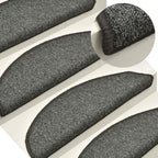 Stair Mats 30 pcs 56x17x3 cm Dark Grey Half Round