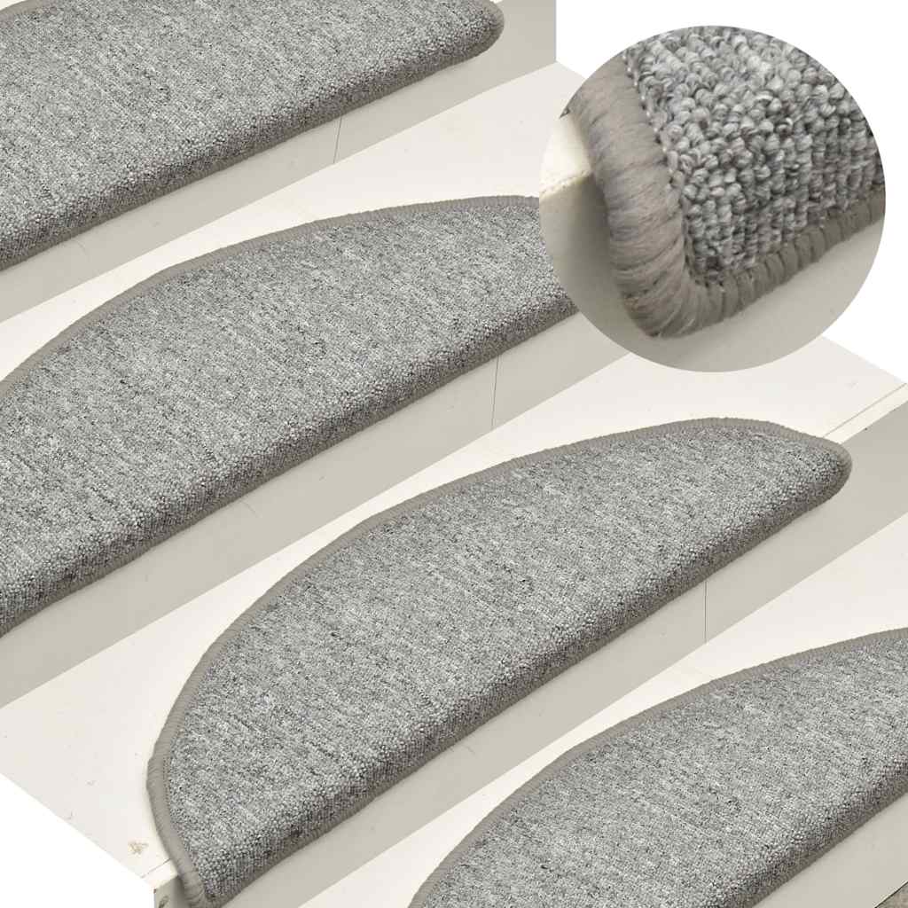 Stair Mats 30 pcs 56x17x3 cm Light Grey Half Round