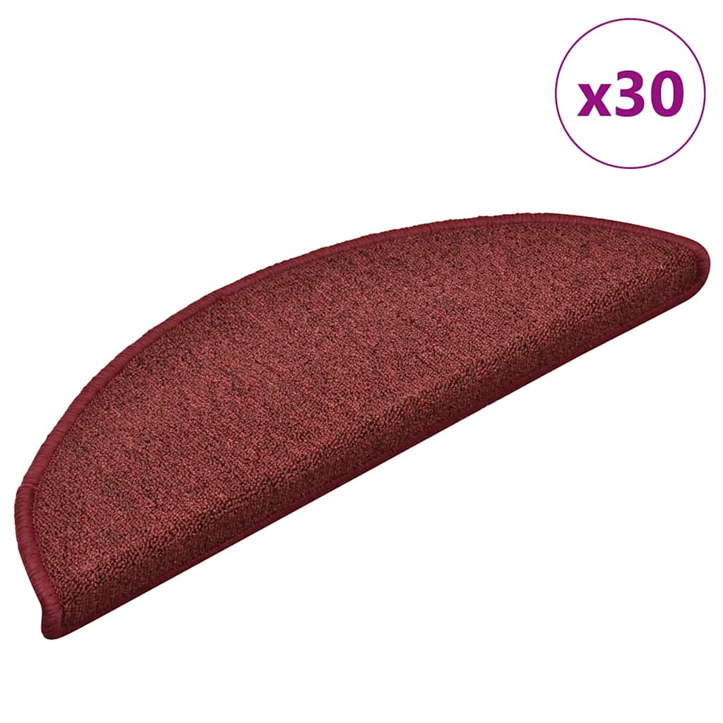 Stair Mats 30 pcs 56x17x3 cm Bordeaux Half Round