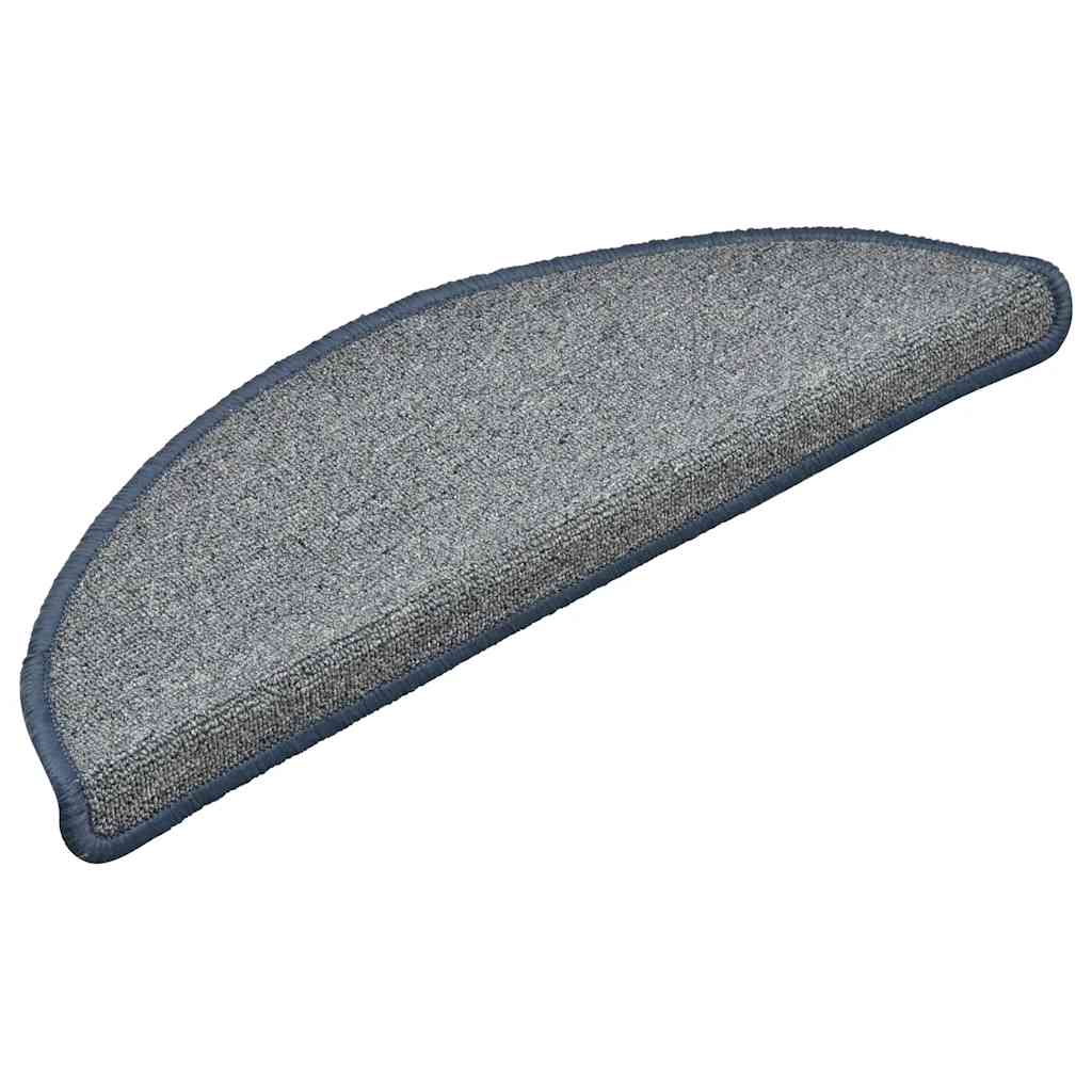 Stair Mats 30 pcs 56x17x3 cm Light Grey and Blue Half Round