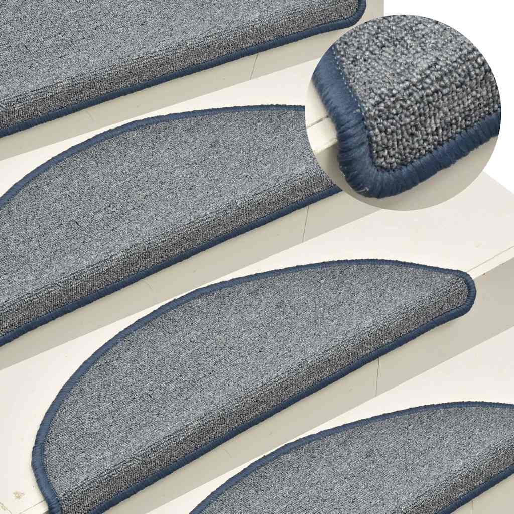 Stair Mats 30 pcs 56x17x3 cm Light Grey and Blue Half Round