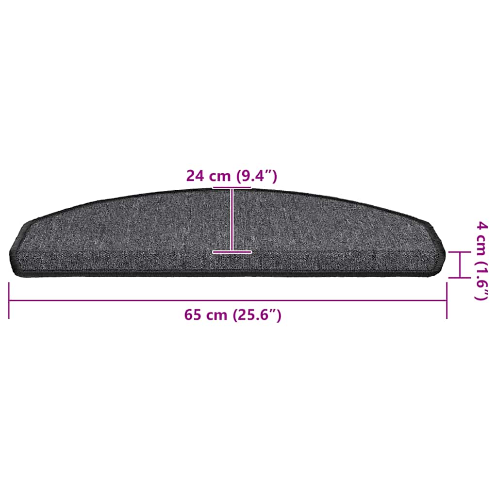 Stair Mats 30 pcs 65x24x4 cm Anthracite Half Round Large