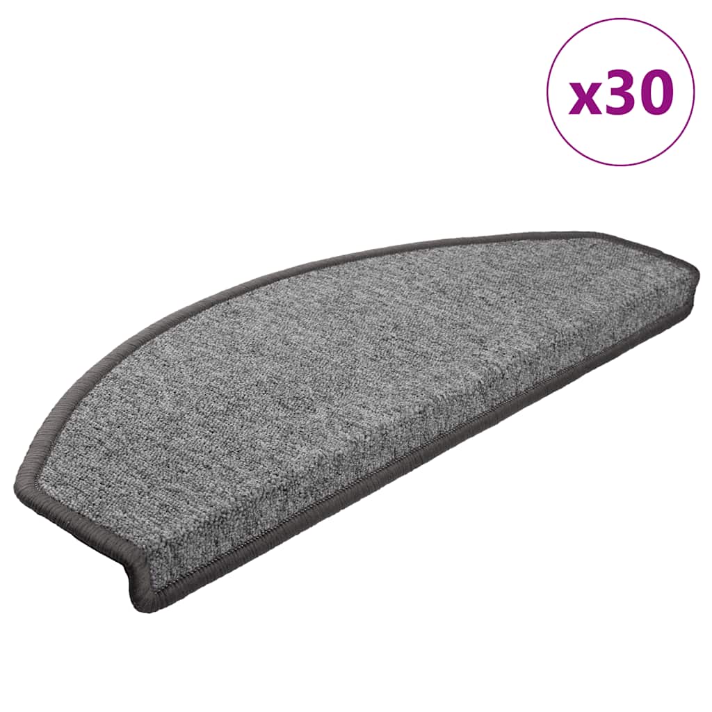 Stair Mats 30 pcs 65x24x4 cm Dark Grey Half Round Large