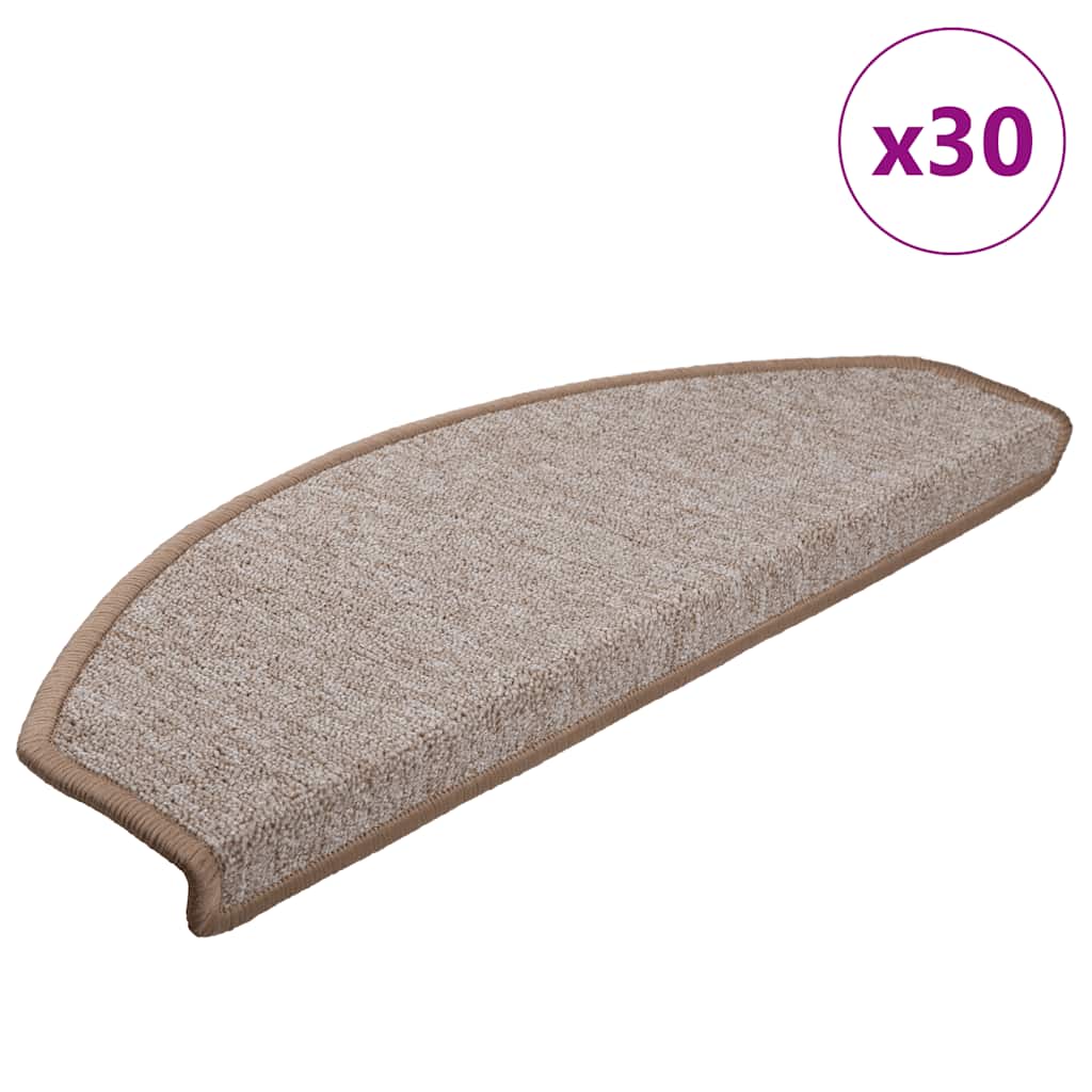 Stair Mats 30 pcs 65x24x4 cm Light Brown Half Round Large