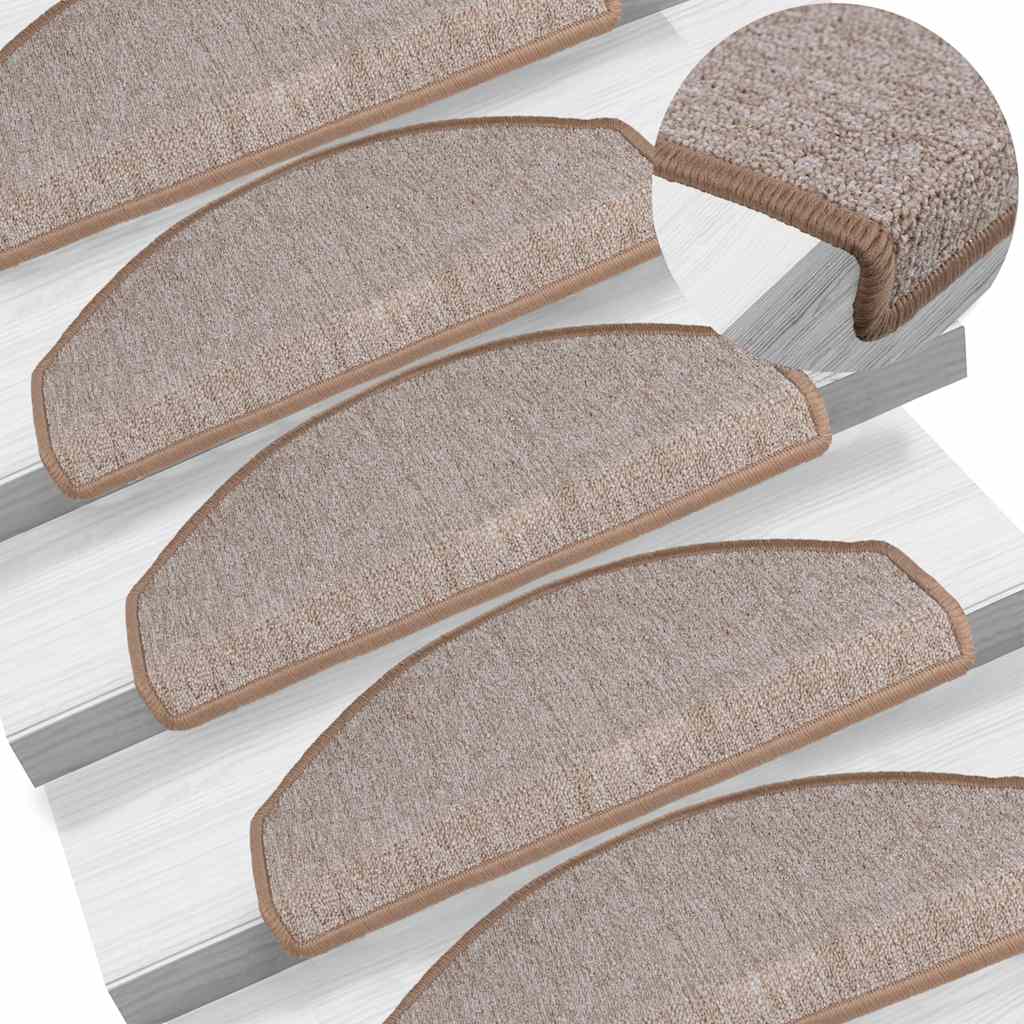 Stair Mats 30 pcs 65x24x4 cm Light Brown Half Round Large