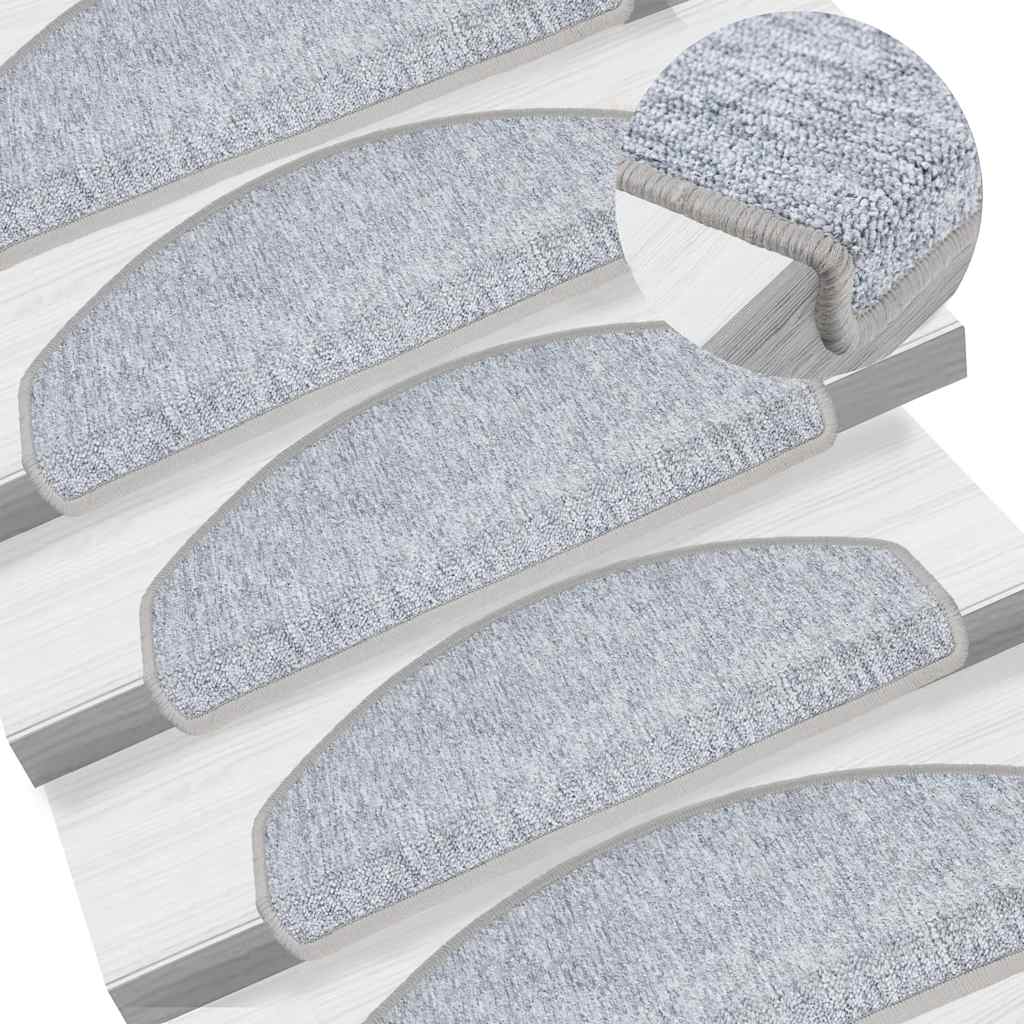 Stair Mats 30 pcs 65x24x4 cm Light Grey Half Round Large