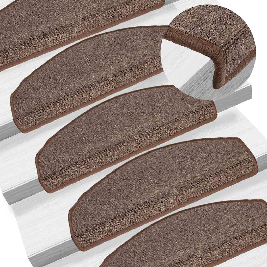 Stair Mats 30 pcs 65x24x4 cm Coffee Brown Half Round Large
