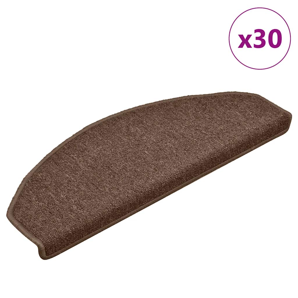 Stair Mats 30 pcs 65x24x4 cm Brown Half Round Large