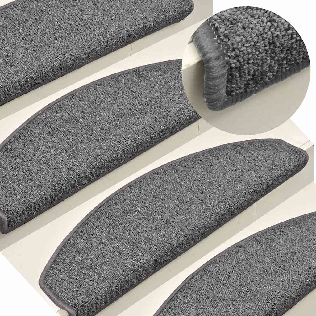 Stair Mats 30 pcs 65x24x4 cm Dark Grey Half Round Large