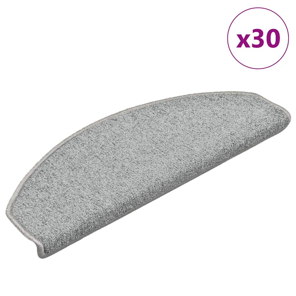 Stair Mats 30 pcs 65x24x4 cm Light Grey Half Round Large