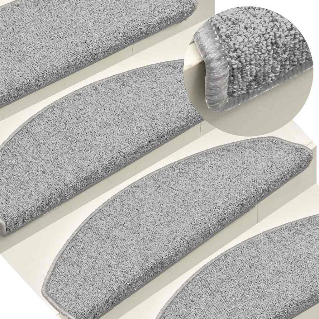 Stair Mats 30 pcs 65x24x4 cm Light Grey Half Round Large