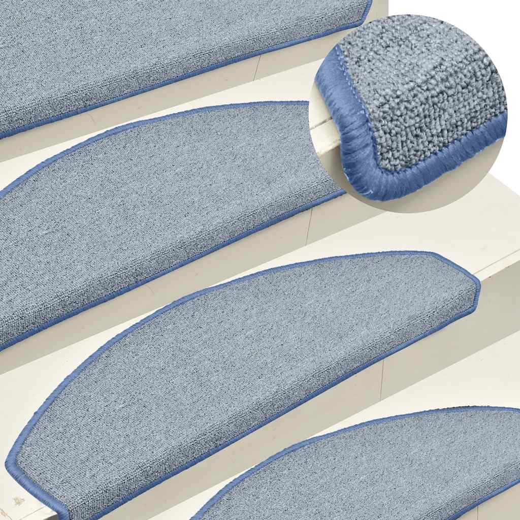 Stair Mats 30 pcs 65x24x4 cm Light Grey and Blue Half Round Large