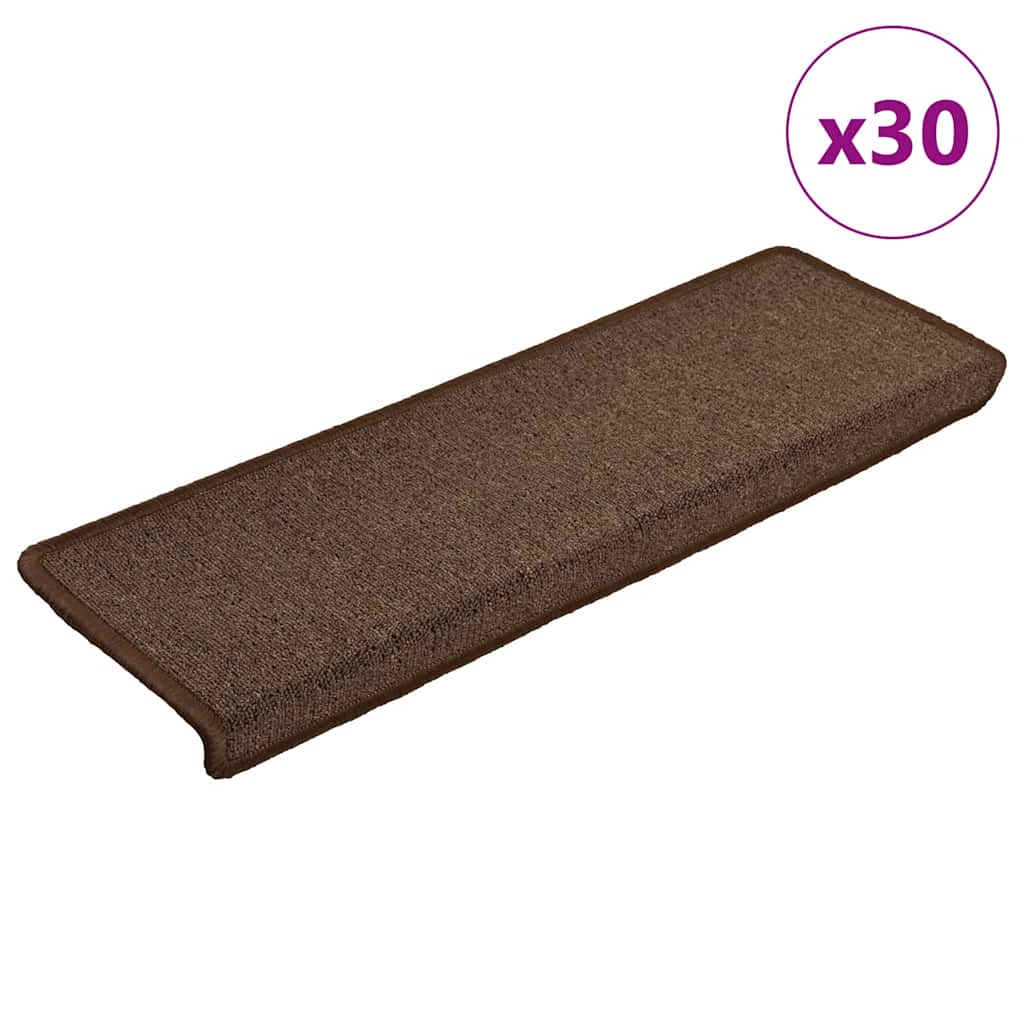 Stair Mats 30 pcs 65x21x4 cm Coffee Brown Rectangular Edge