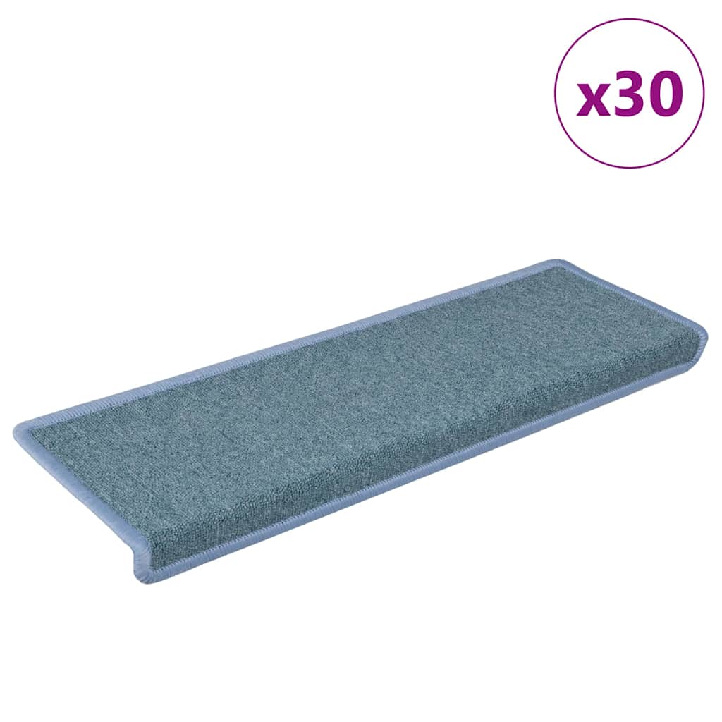 Stair Mats 30 pcs 65x21x4 cm Sea Blue Rectangular Edge