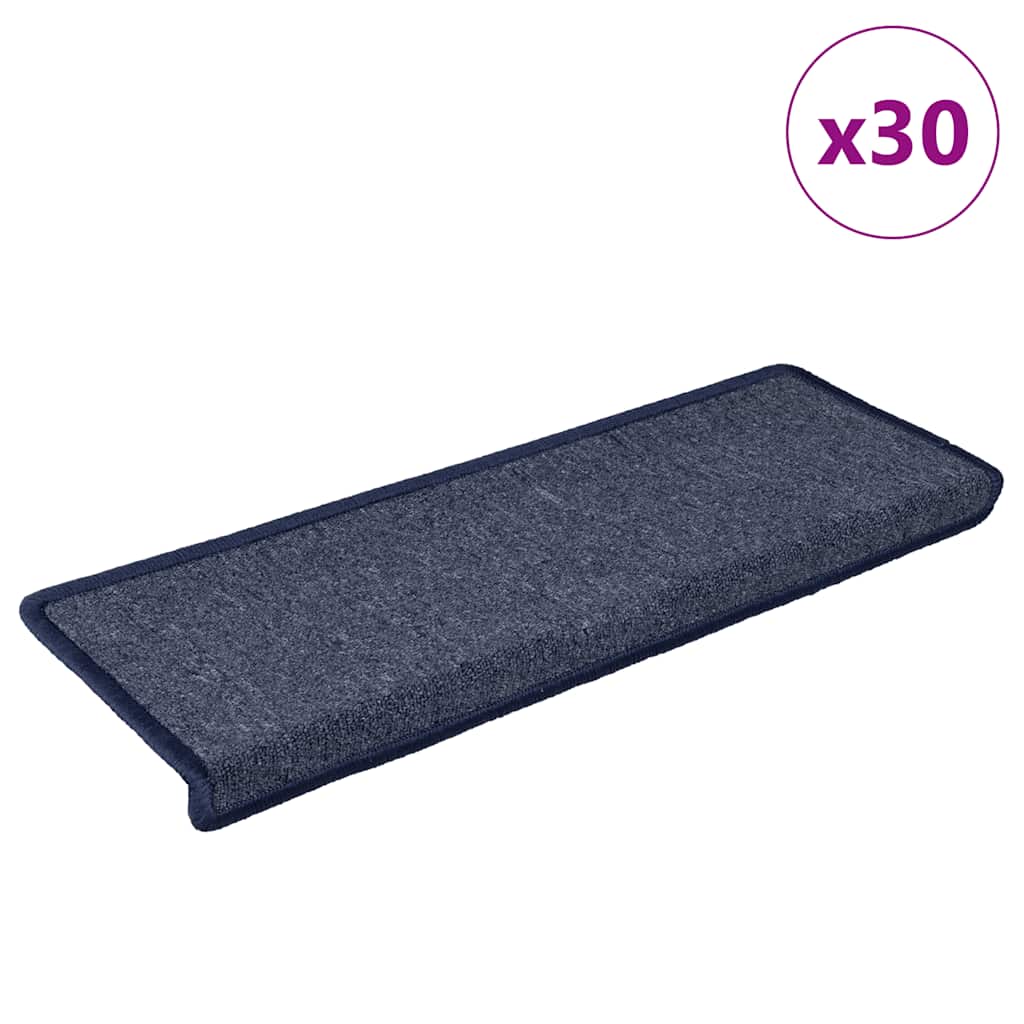 Stair Mats 30 pcs 65x21x4 cm Dark Grey and Blue Rectangular Edge