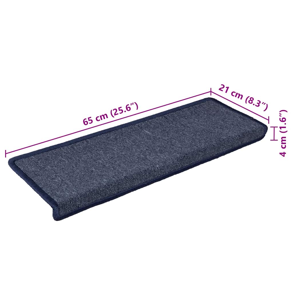 Stair Mats 30 pcs 65x21x4 cm Dark Grey and Blue Rectangular Edge