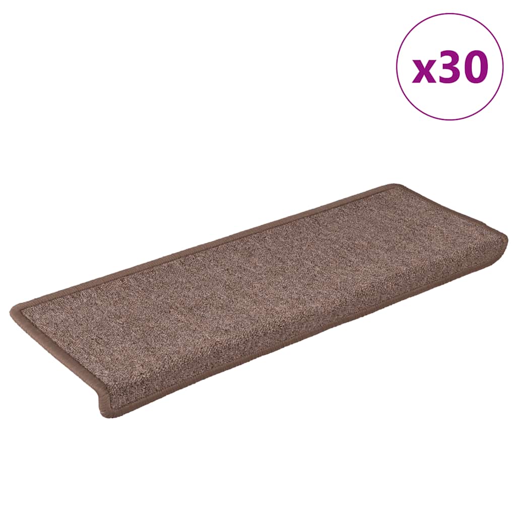 Stair Mats 30 pcs 65x21x4 cm Brown Rectangular Edge