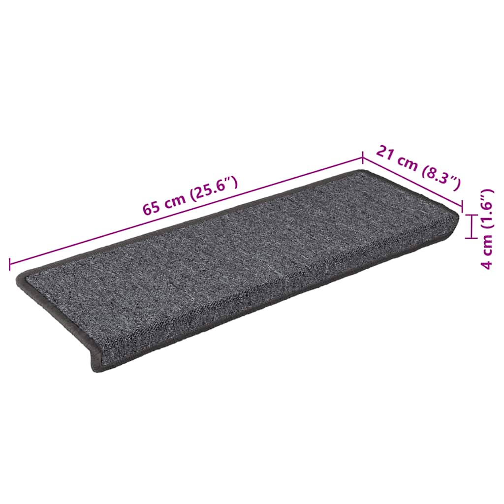 Stair Mats 30 pcs 65x21x4 cm Dark Grey Rectangular Edge