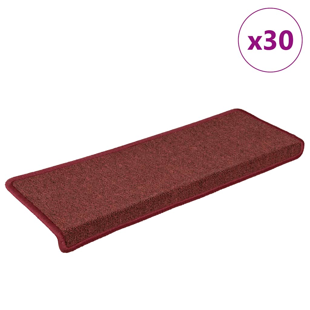 Stair Mats 30 pcs 65x21x4 cm Bordeaux Rectangular Edge