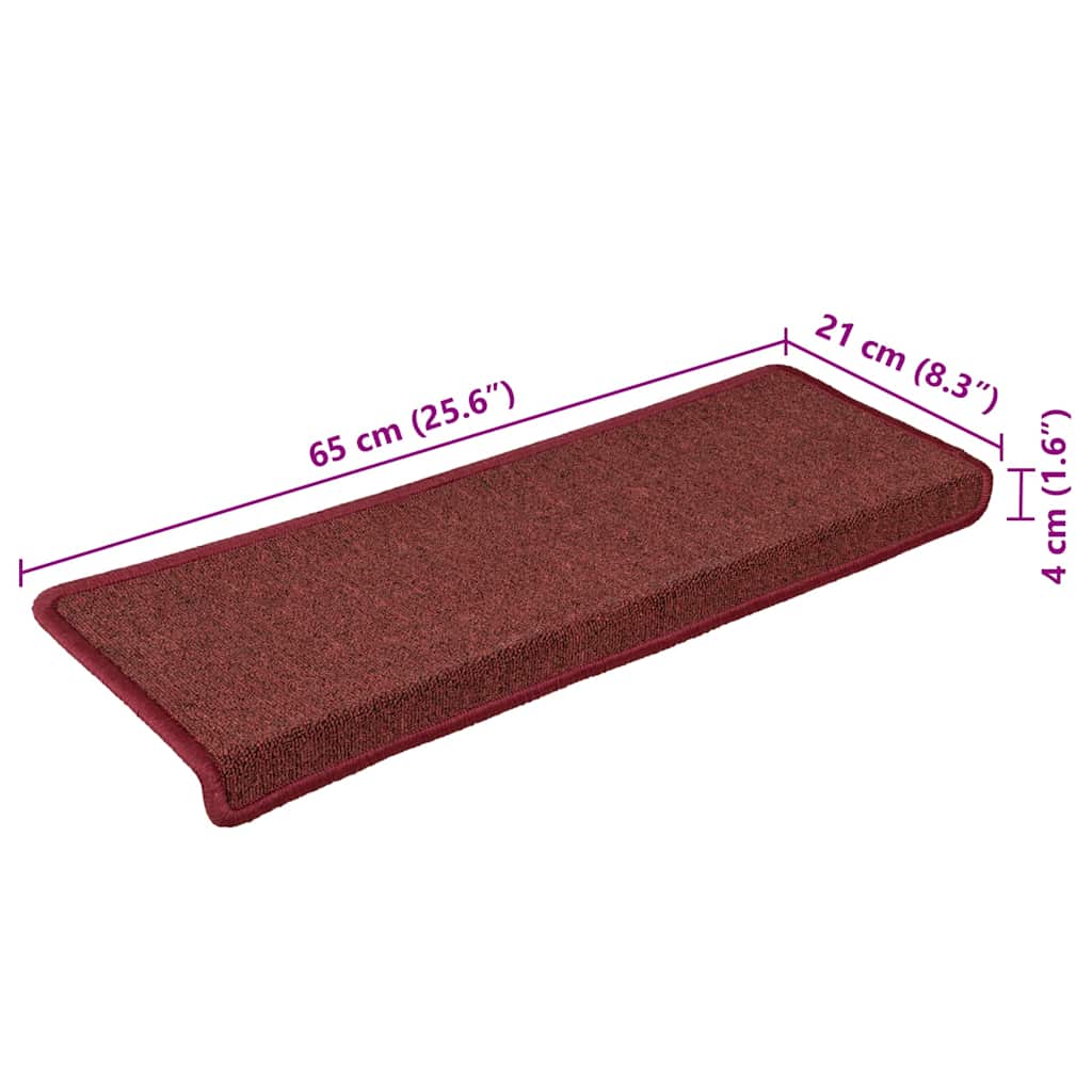 Stair Mats 30 pcs 65x21x4 cm Bordeaux Rectangular Edge