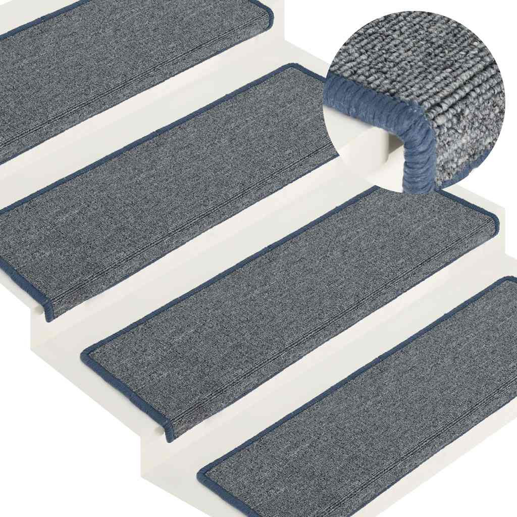 Stair Mats 30 pcs 65x21x4 cm Light Grey and Blue Rectangular Edge