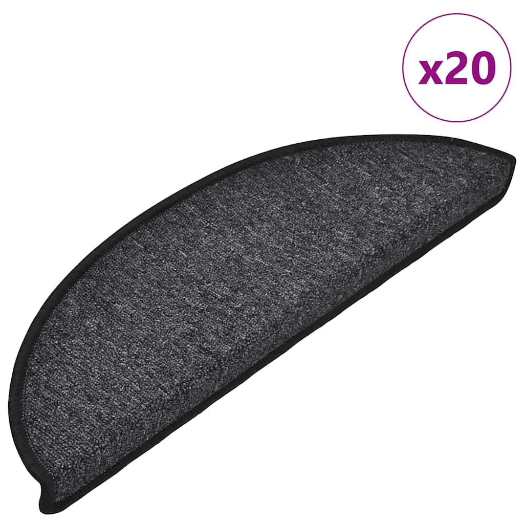 Stair Mats 20 pcs 56x17x3 cm Anthracite Half Round