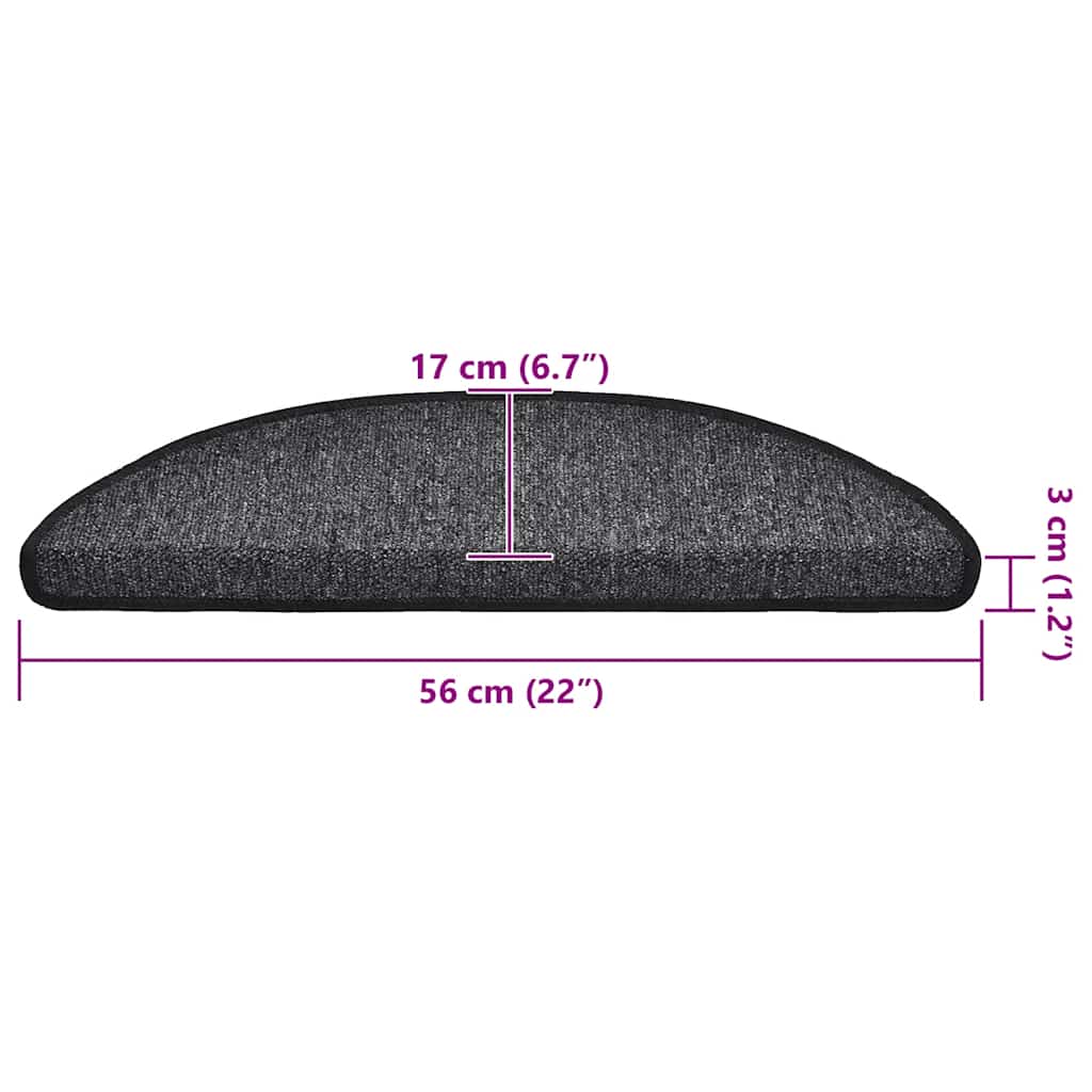 Stair Mats 20 pcs 56x17x3 cm Anthracite Half Round