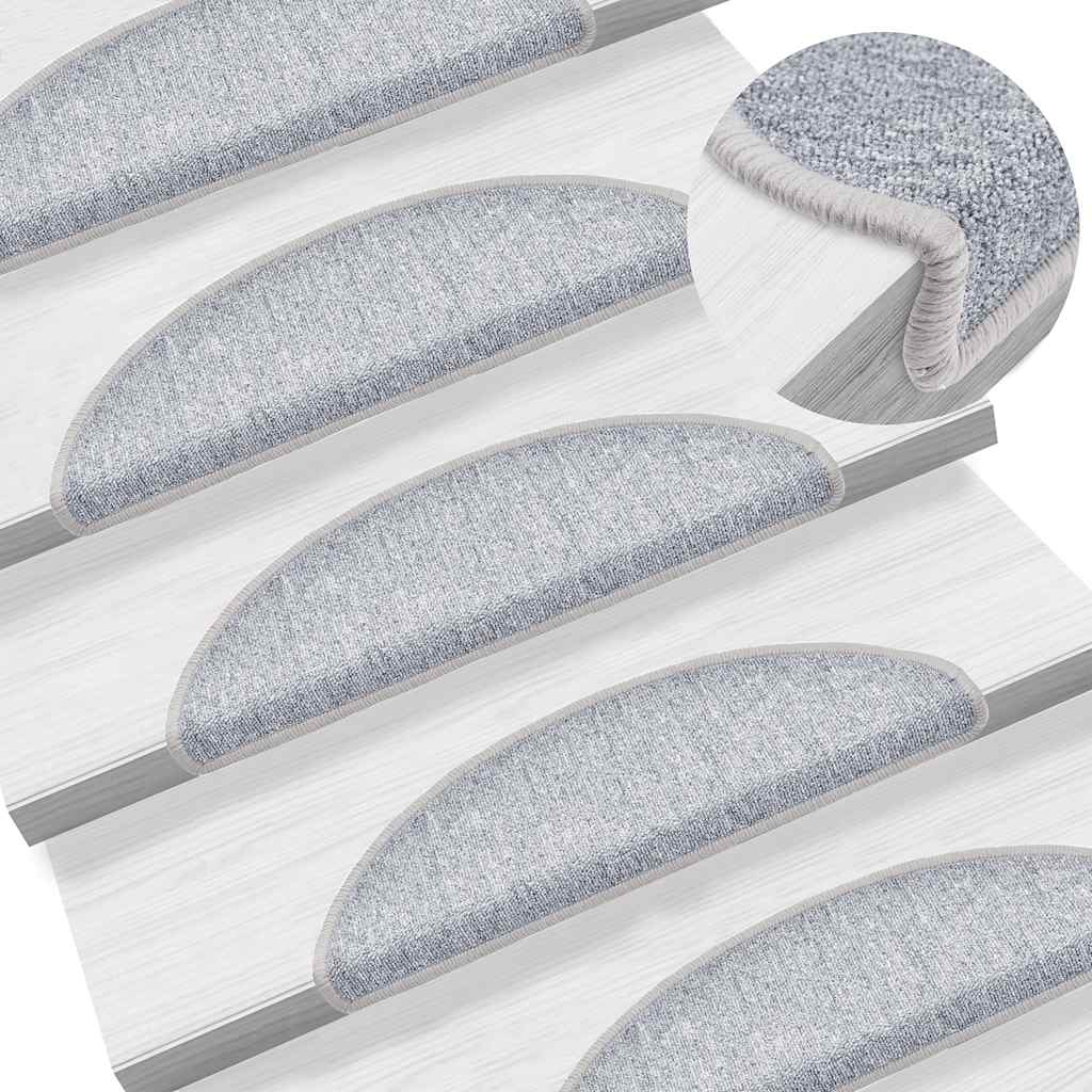 Stair Mats 20 pcs 56x17x3 cm Light Grey Half Round