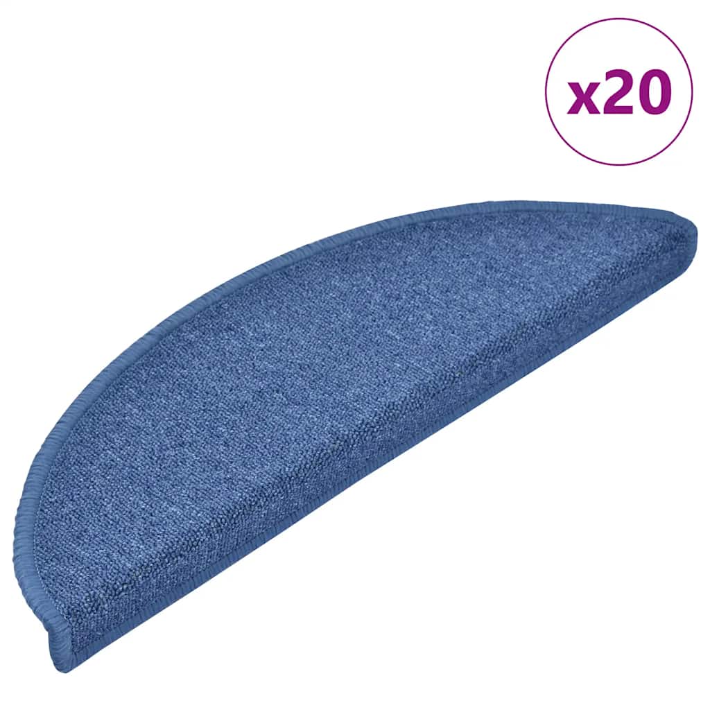 Stair Mats 20 pcs 56x17x3 cm Blue Half Round