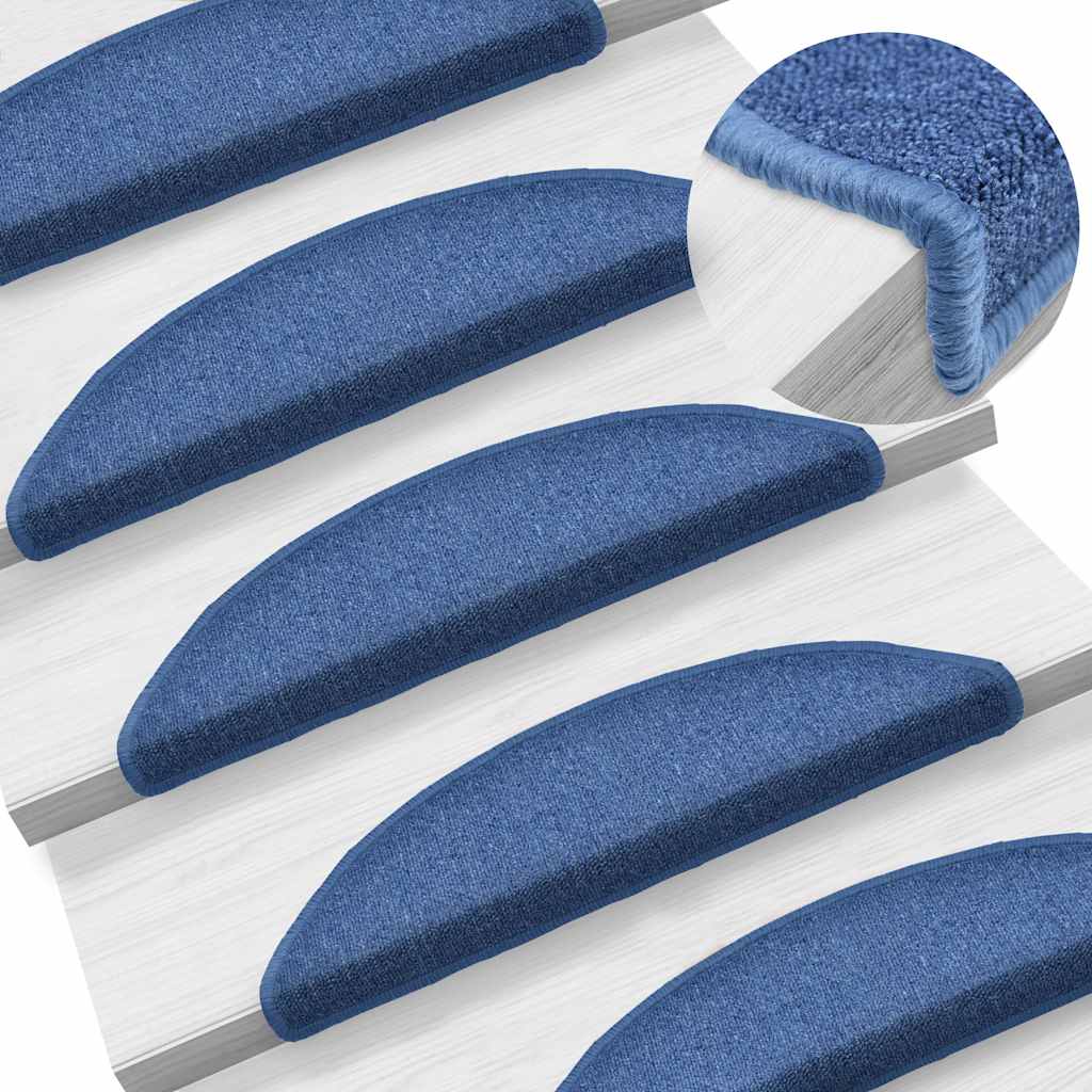 Stair Mats 20 pcs 56x17x3 cm Blue Half Round